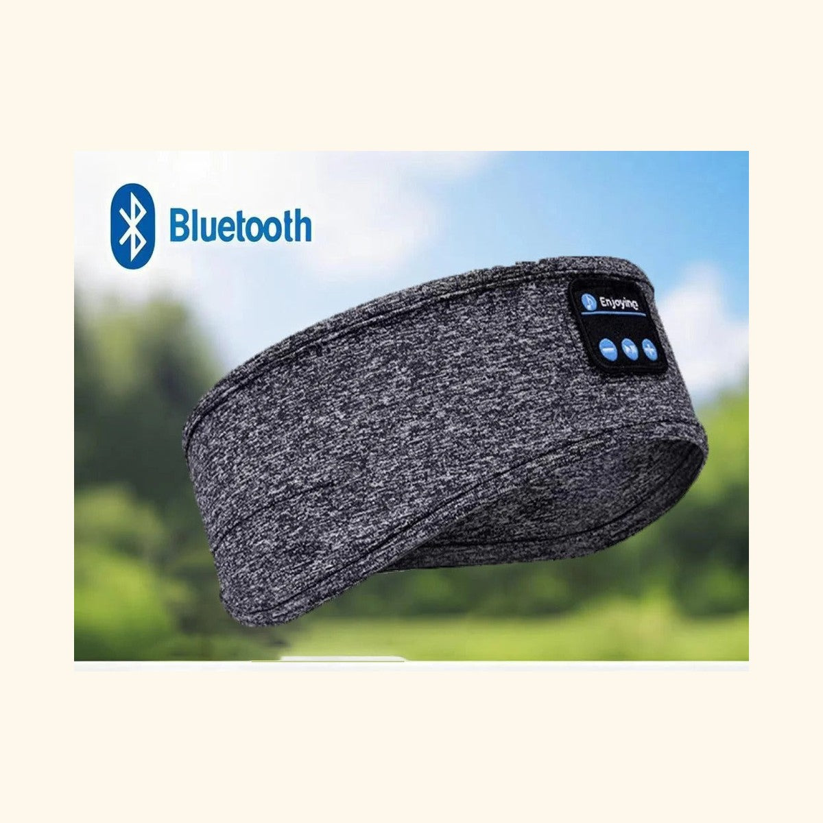 Bandeau audio Bluetooth gris — tissu extensible respirant
