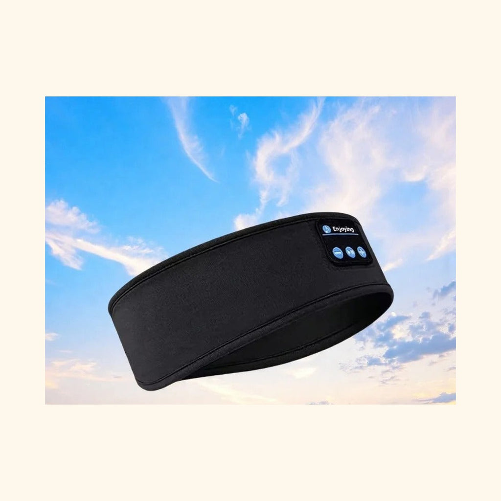 Bandeau audio Bluetooth noir — haut-parleurs plats