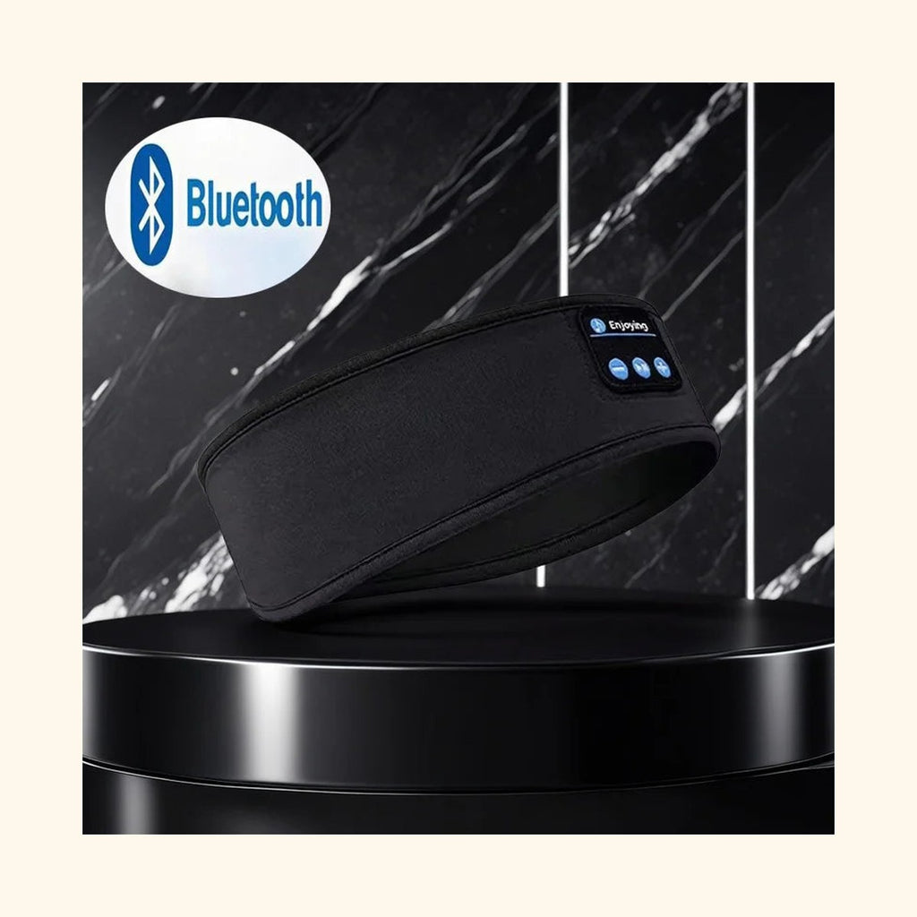 Bandeau audio Bluetooth sommeil noir — vue premium