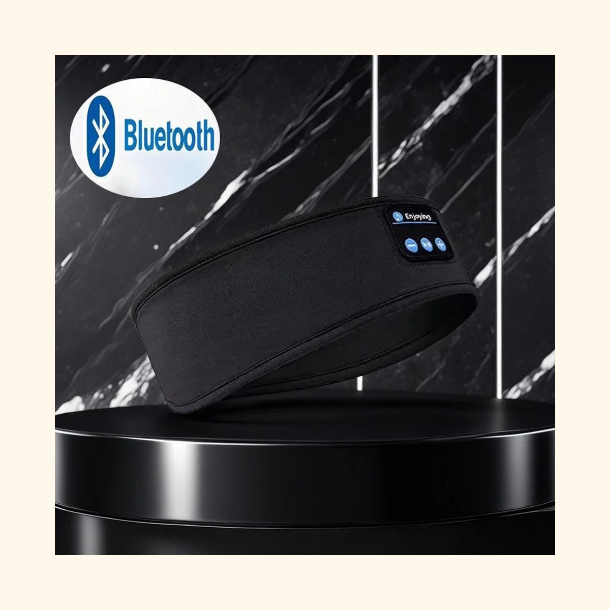 Bandeau audio Bluetooth sommeil noir — vue premium