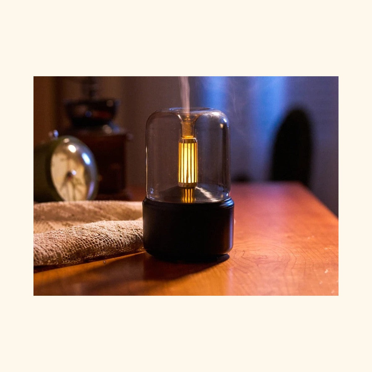 Diffuseur flamme LED noir — ambiance cosy