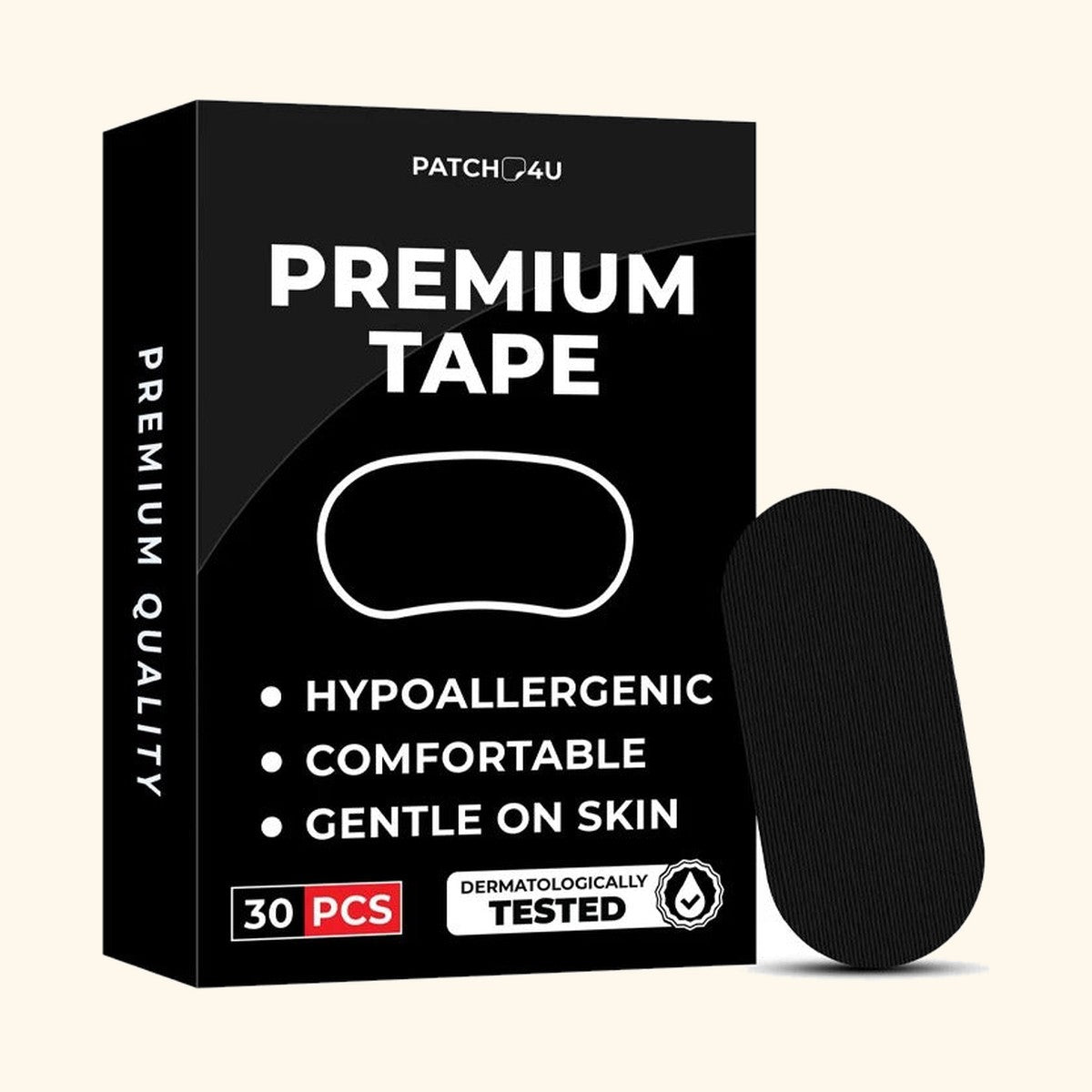 Mouth tape — boîte et patch ovale noir